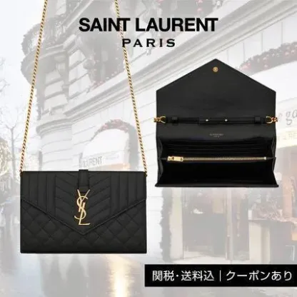 MONOGRAMMIXMATELASSÉグレインエンボスレザーチェーンウォレット