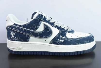 Louis Vuitton × Nike Air Force 1 07 LV8 Low Dark Blue White LV Monogram/Starry Night Black LV Monogram