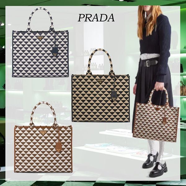 ☆PRADA☆シンボル ジャカード ラージハンドバッグ