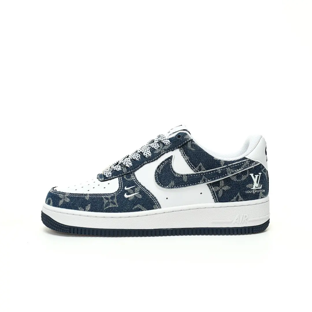 Louis Vuitton × Nike Air Force 1 07 LV8 Low Dark Blue White LV Monogram