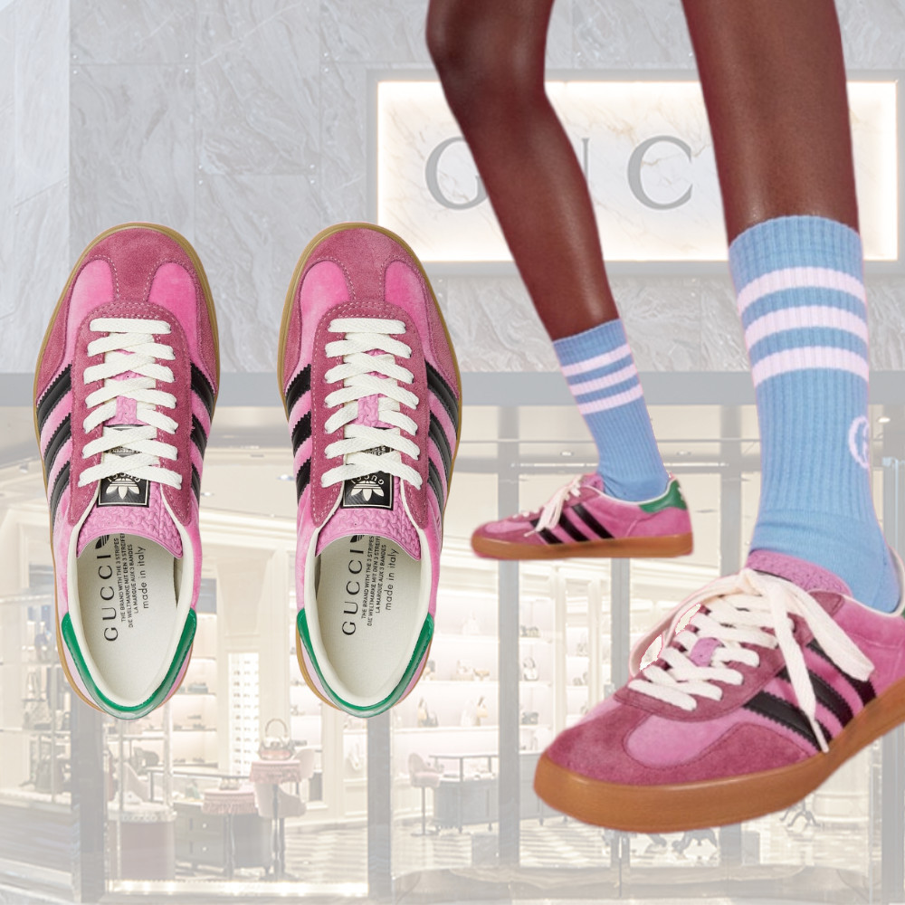【GUCCI】× ADIDASコラボ GAZELLE スニーカー(ピンク)