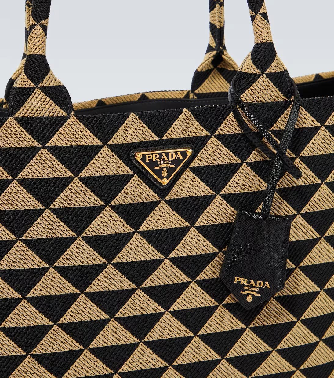 【PRADA】シンボル トートバッグ トライアングル黒ベージュ ロゴ