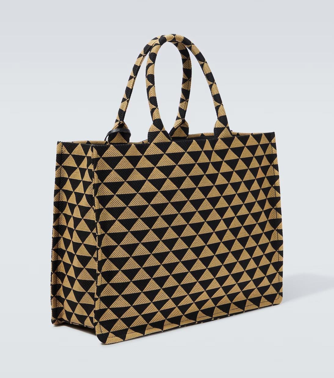 【PRADA】シンボル トートバッグ トライアングル黒ベージュ ロゴ