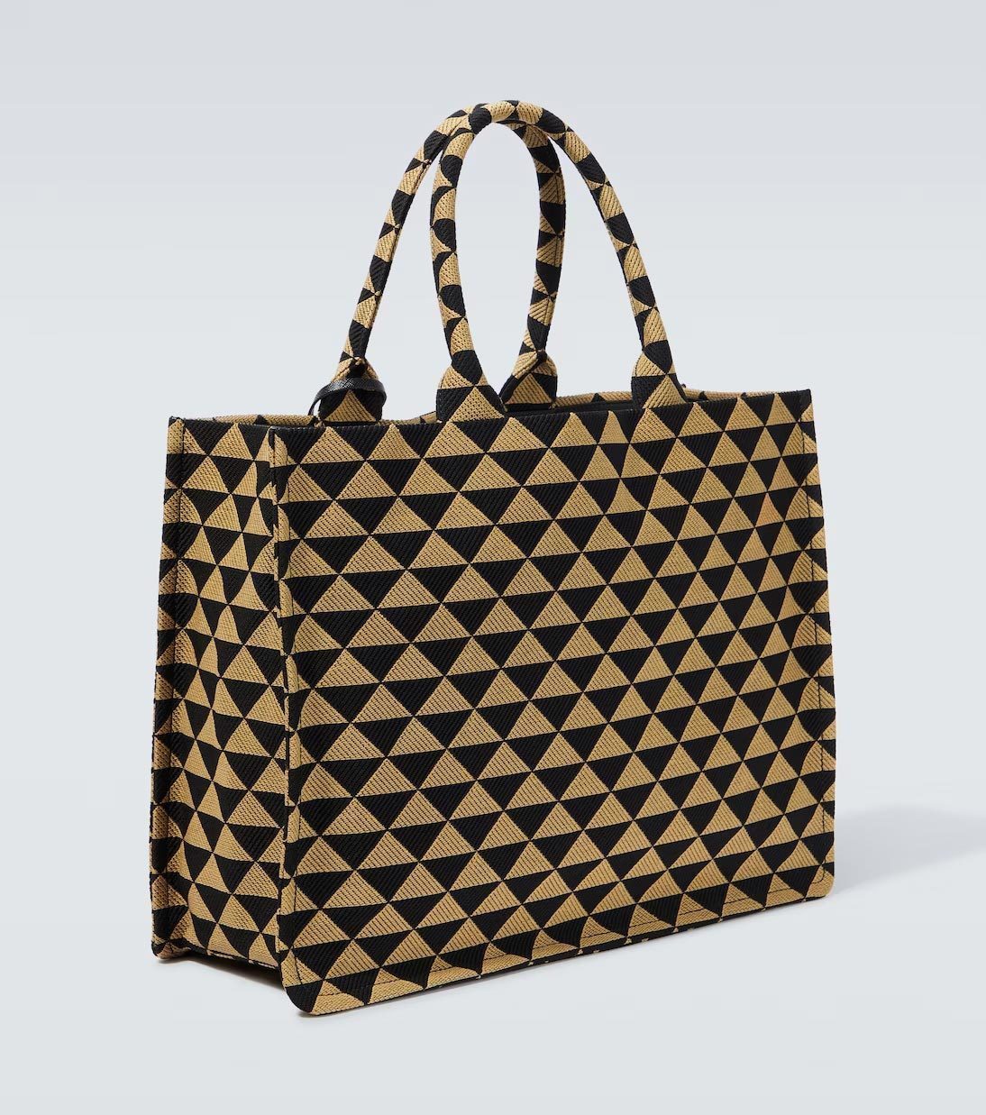 【PRADA】シンボル トートバッグ トライアングル黒ベージュ ロゴ