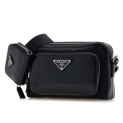 ♦PRADA♦Re-Nylon ブラッシュドレザークロスバッグ