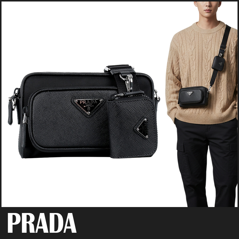 送料関税込☆PRADA Re-Nylon x レザー ショルダーバッグ☆超人気
