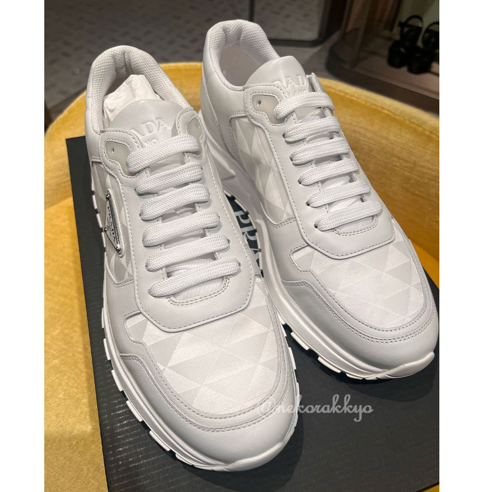 PRADA＊Leather and Re-Nylon ハイトップスニーカー＊送料込