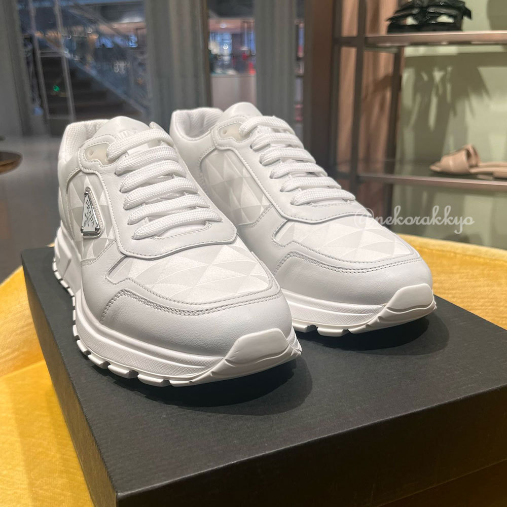 PRADA＊Leather and Re-Nylon ハイトップスニーカー＊送料込