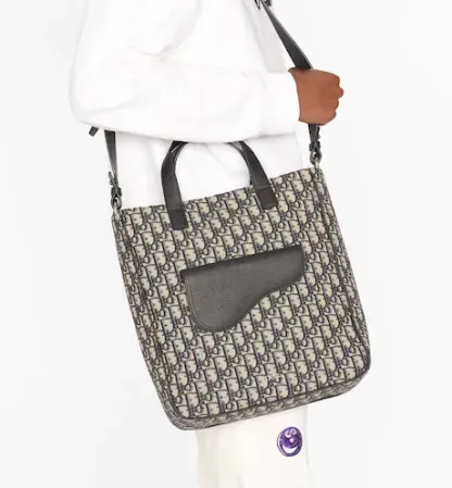 DIOR*Dior Oblique ショルダーストラップ付きサドルトートバッグ