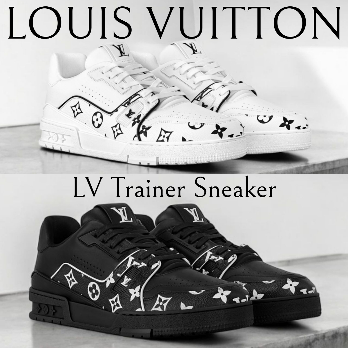 新作メンズ*LV*Trainer スニーカー モノクロモノグラム レザー