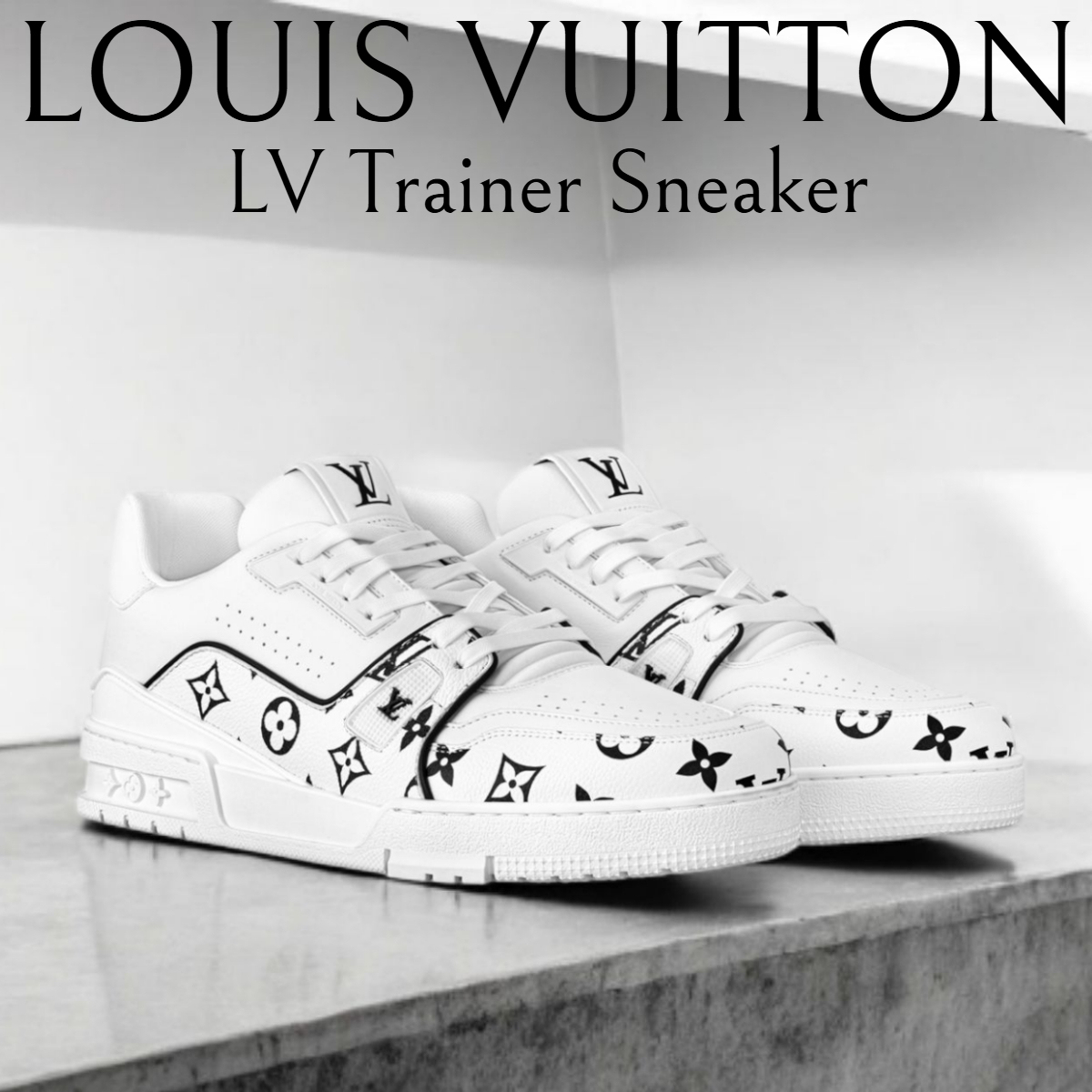 新作メンズ*LV*Trainer スニーカー モノクロモノグラム レザー