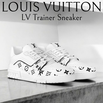 新作メンズ*LV*Trainer スニーカー モノクロモノグラム レザー
