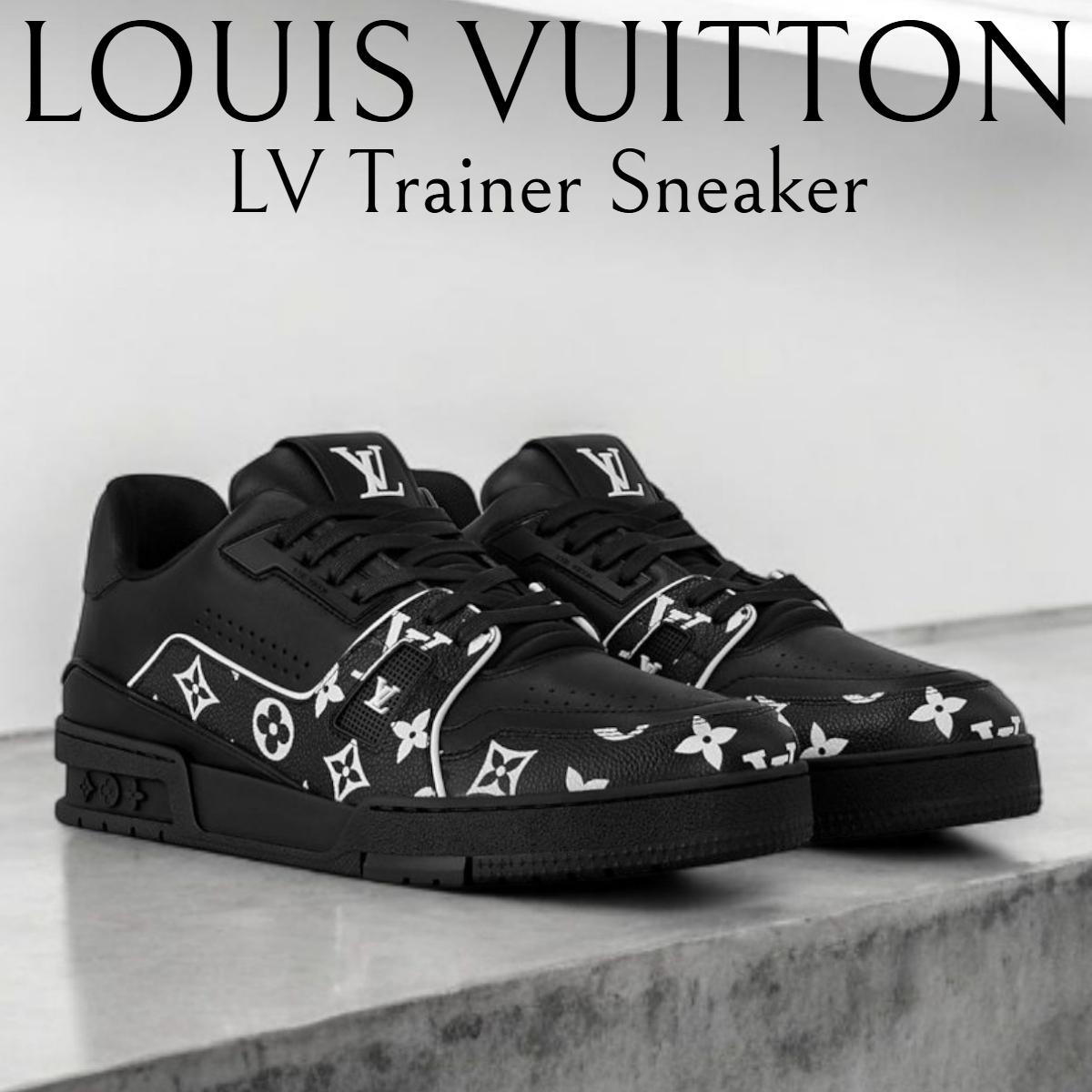 新作メンズ*LV*Trainer スニーカー モノクロモノグラム レザー