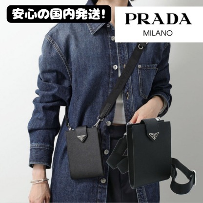 関送込! PRADA★フォンケース レザー ショルダーバッグ 2ZH179