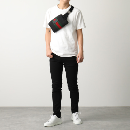 GUCCI グッチ セール ストライプ ベルト/バム/ボディバッグ 黒