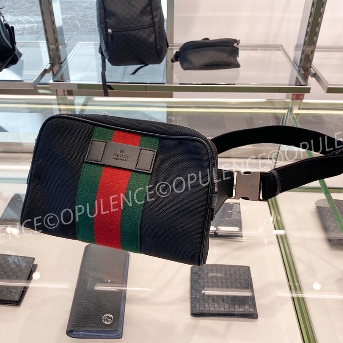 GUCCI グッチ セール ストライプ ベルト/バム/ボディバッグ 黒