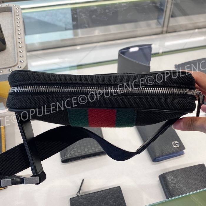 GUCCI グッチ セール ストライプ ベルト/バム/ボディバッグ 黒