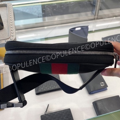 GUCCI グッチ セール ストライプ ベルト/バム/ボディバッグ 黒