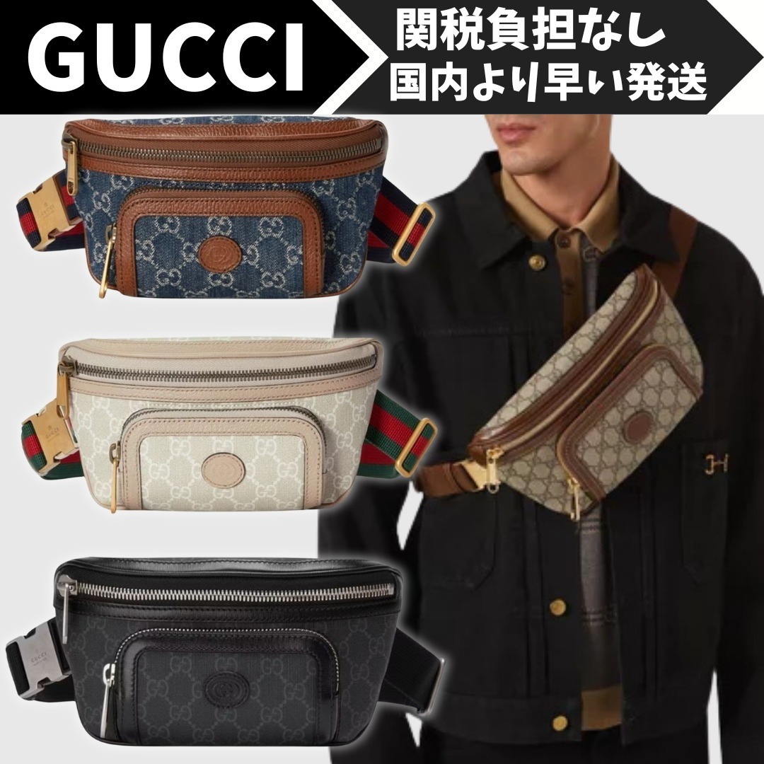 国内発【GUCCI】インターロッキングG付き ベルトバッグ