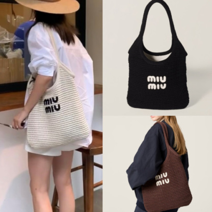 【夏に最適☆】ミュウミュウ トートバック IVY ラフィア風 25SS