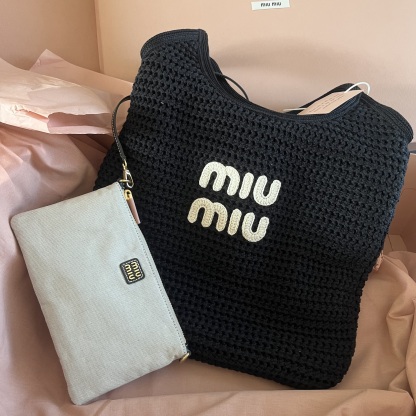 【夏に最適☆】ミュウミュウ トートバック IVY ラフィア風 25SS