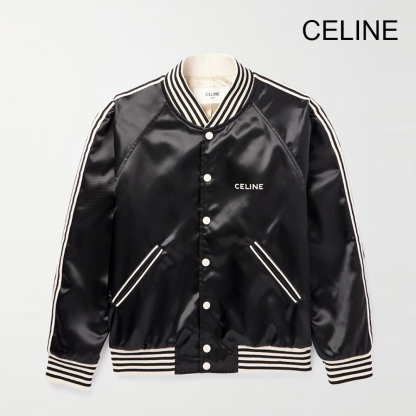 関税・送料込 CELINE サテン仕上げ 刺繍 テディジャケット