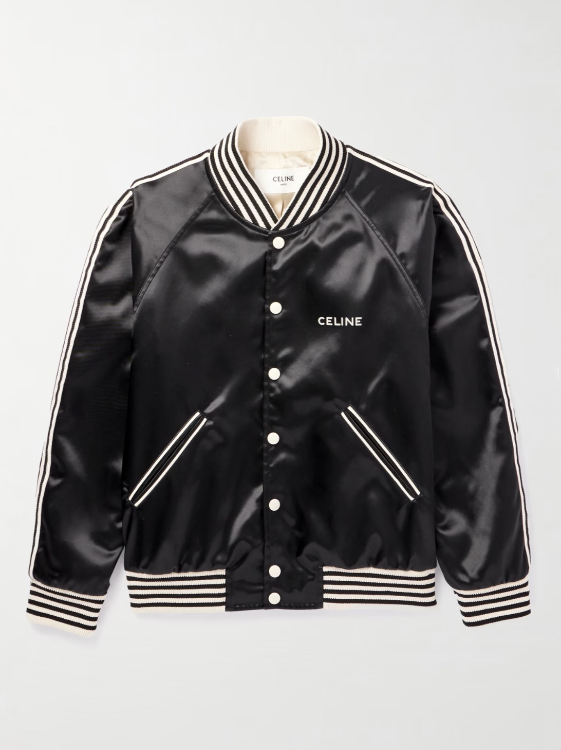 関税・送料込 CELINE サテン仕上げ 刺繍 テディジャケット