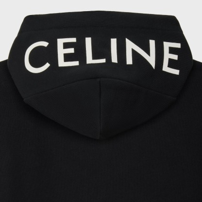 CELINE ルーズ フーディー / コットンフリース 黒