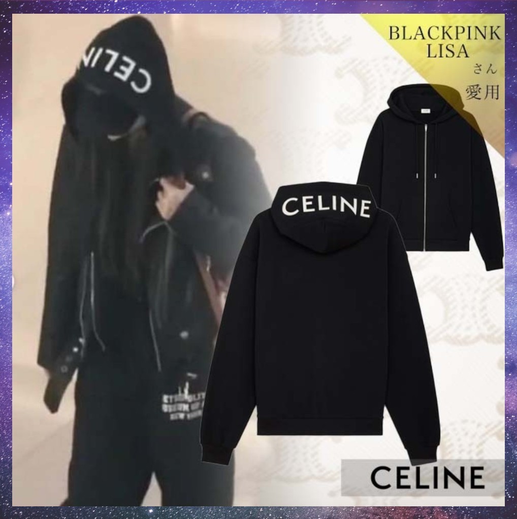 BLACKPINK LISAさん愛用【CELINE】フードロゴ ジップパーカー