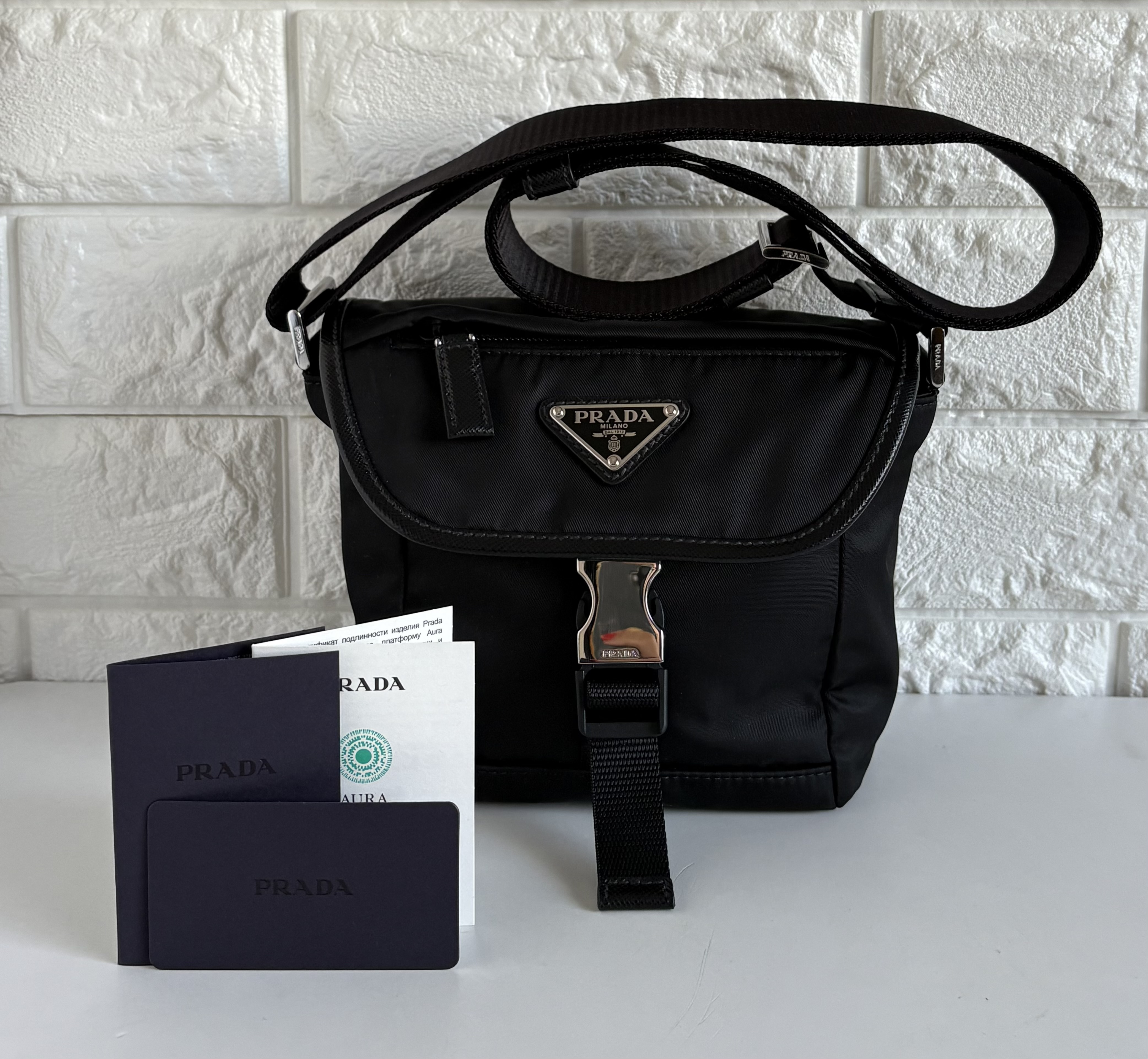PRADA 2VD070 Re-Nylon xサフィアーノレザー ショルダーバッグ