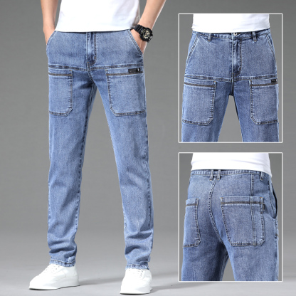 Elastic Straight Men's Jeans