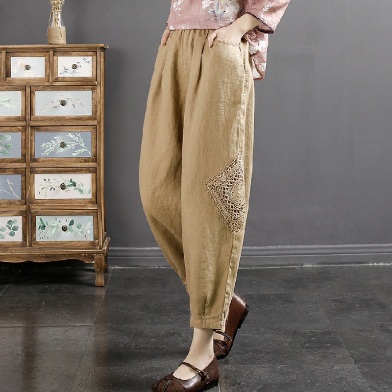 Lace patchwork embroidered harem pants