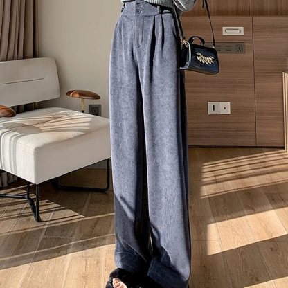 Corduroy Pants Women Straight Wide Leg Pants