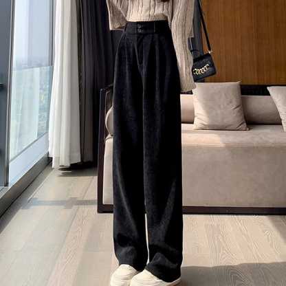 Corduroy Pants Women Straight Wide Leg Pants