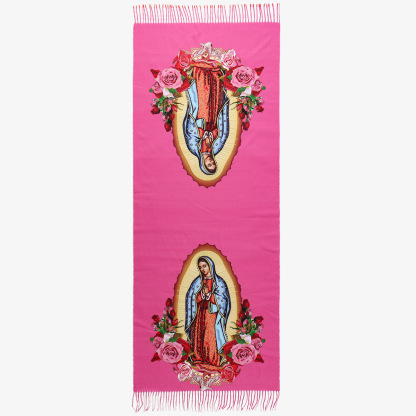 "Prosperity and Peace" Madonna Embroidered Cashmere Scarf