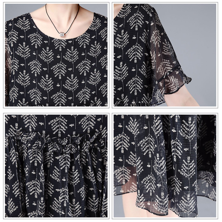 Mid-Length Loose Slimming Floral Dress