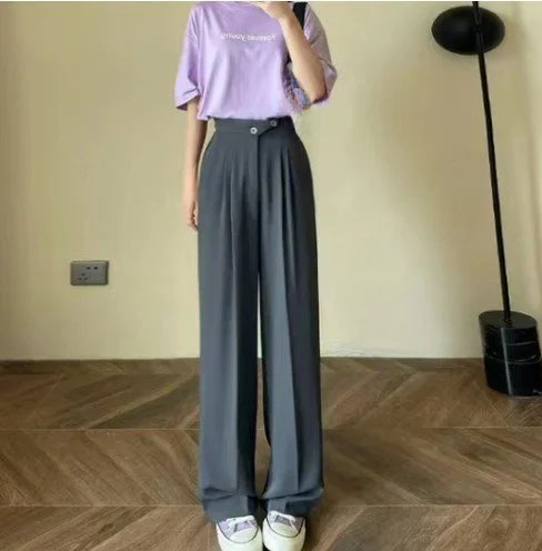 Figure-flattering versatile high-waisted wide leg trousers