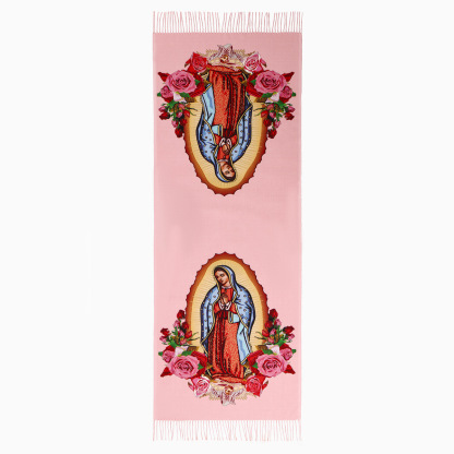 "Prosperity and Peace" Madonna Embroidered Cashmere Scarf