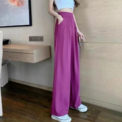 Figure-flattering versatile high-waisted wide leg trousers