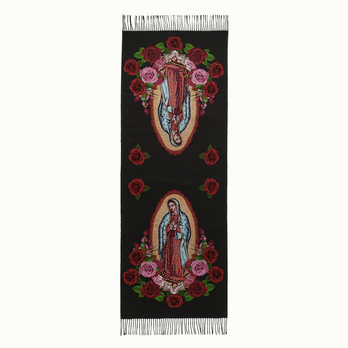 "Prosperity and Peace" Madonna Embroidered Cashmere Scarf