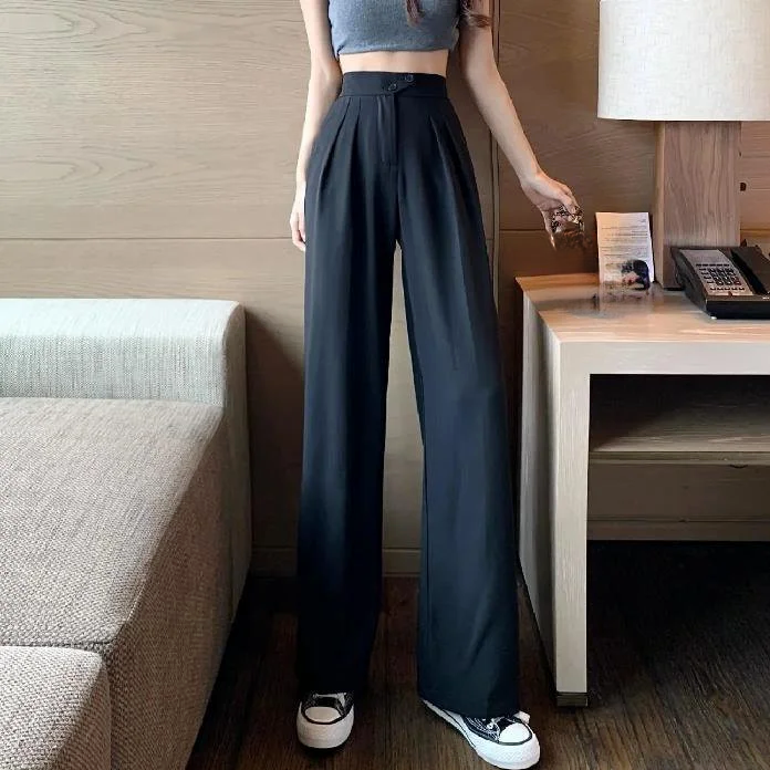 Figure-flattering versatile high-waisted wide leg trousers