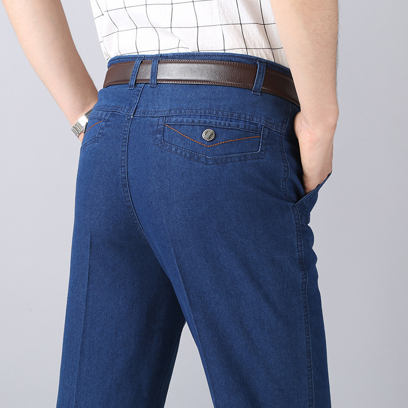 Summer thin stretch middle-aged men's jeans