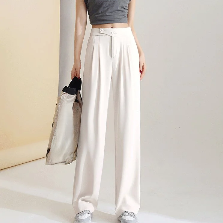 Figure-flattering versatile high-waisted wide leg trousers
