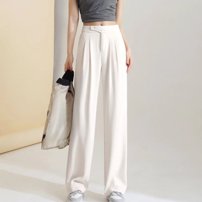 Figure-flattering versatile high-waisted wide leg trousers
