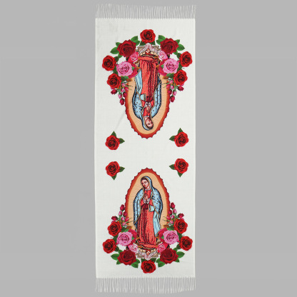 "Prosperity and Peace" Madonna Embroidered Cashmere Scarf