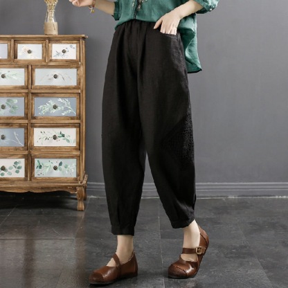 Lace patchwork embroidered harem pants