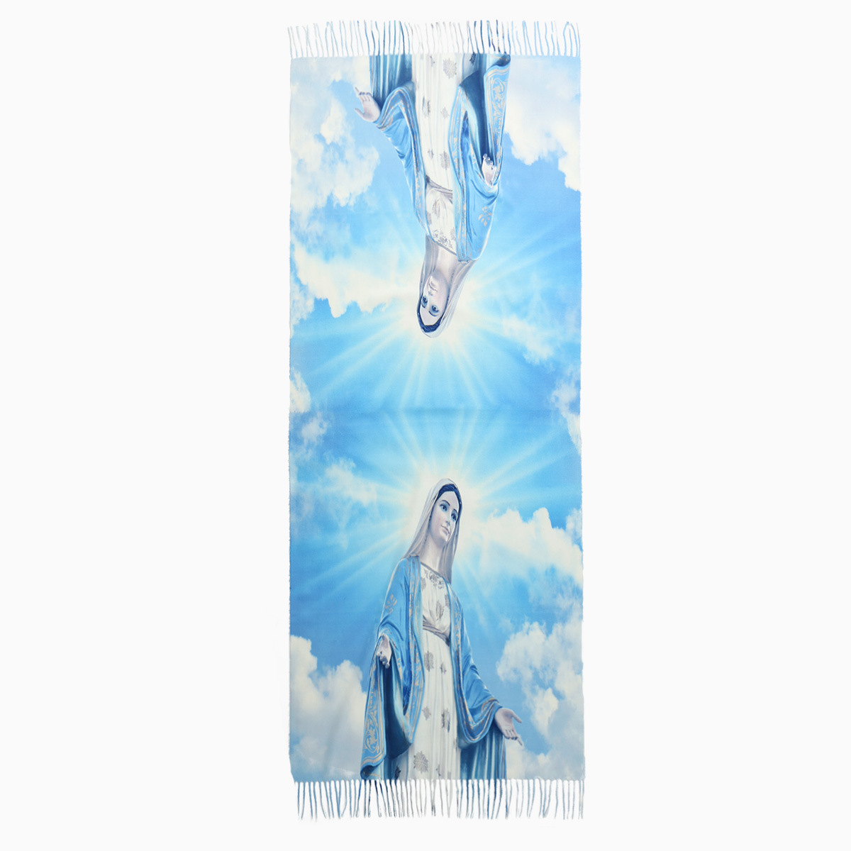 "Prosperity and Peace" Madonna Embroidered Cashmere Scarf