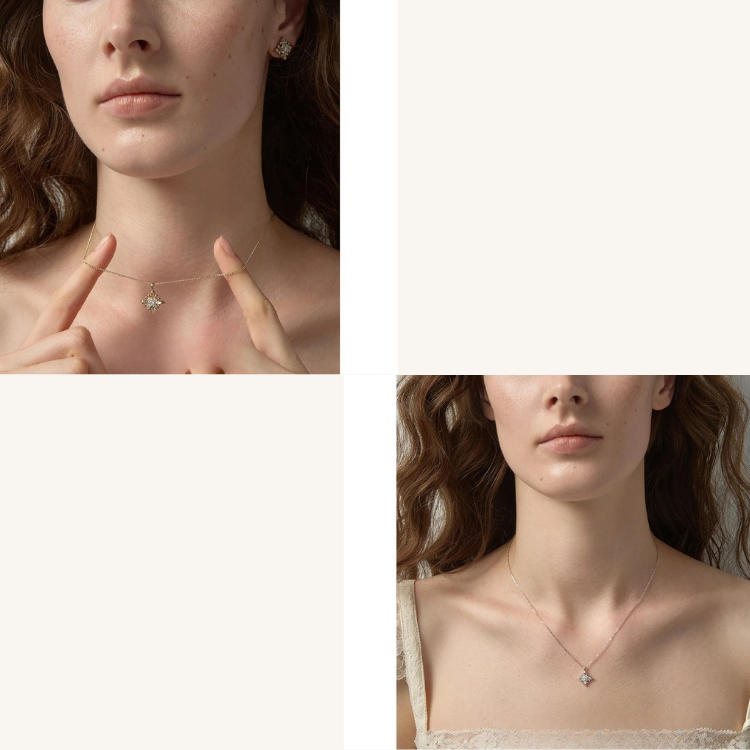 「香頌」｜法式鳶尾花十字項鍊（鈦金色）