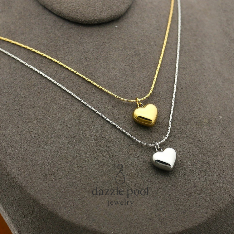 浪漫桃心｜小愛心吊墜鈦鋼鎖骨鏈｜40公分