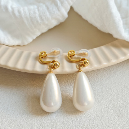 「珍珠星願」大水滴珍珠耳墜｜法式優雅耳環